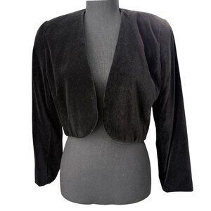 ESCADA Couture Black Velvet Cropped Bolero Blazer Sz Small 40